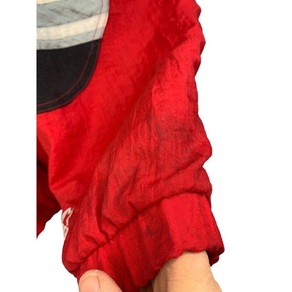 90s Vintage Chicago Bulls NBA Starter Pullover 1/4 Zip Jacket Red XLarge 6700 - Picture 8 of 16